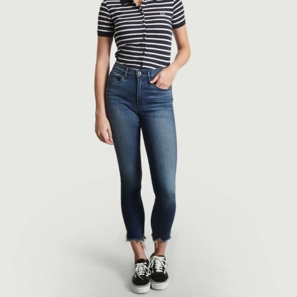 3x1 Women's DALE High-Rise Skinny Crop Destructed Hem Stretch Jeans